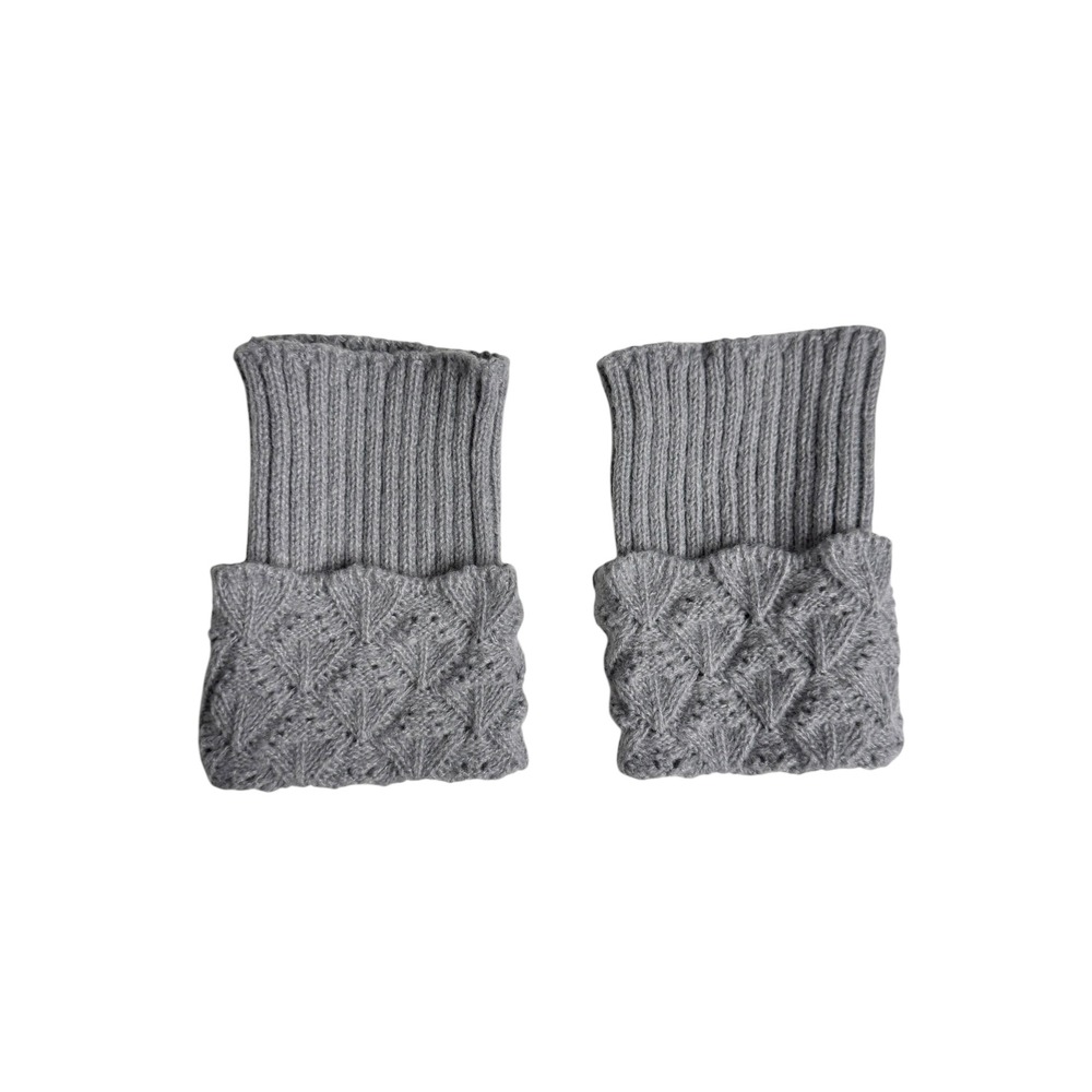 NEW Light Grey Diamond Cable Knit Boot Toppers Ribbed Short Leg Warmers Cuffs